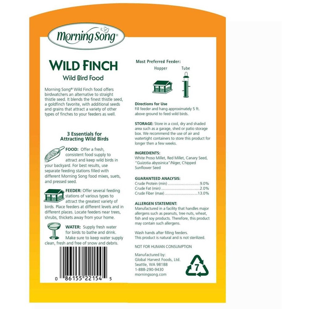 Morning Song Wild Finch Food, 5-Lb Bag Animals & Pet Supplies > Pet Supplies > Bird Supplies > Bird Food Morning Song