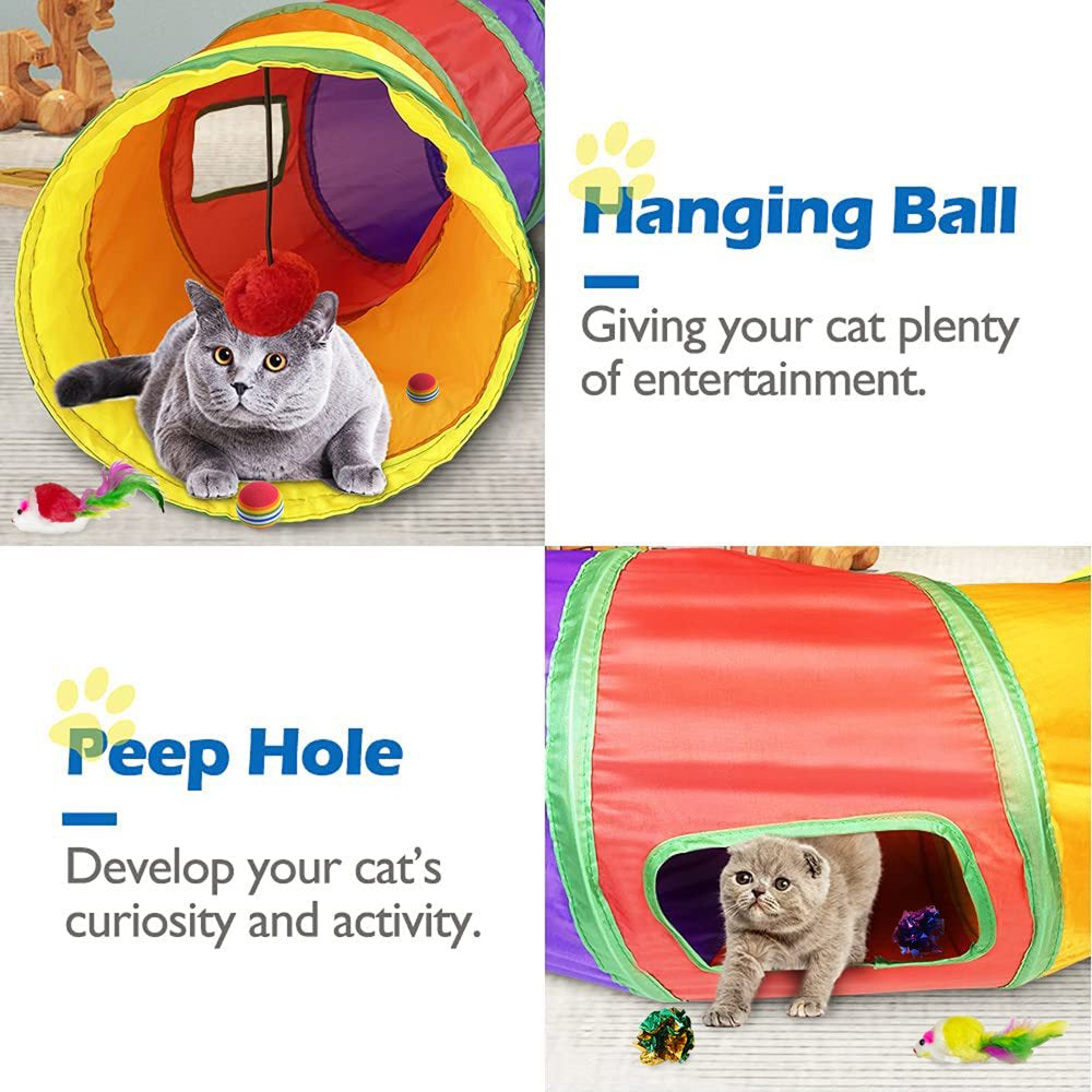 Semfri Cat Toys Tunnels Collapsible Pets Cat Jungle Tunnels Kitty Toys Balls Animals & Pet Supplies > Pet Supplies > Cat Supplies > Cat Toys Semfri