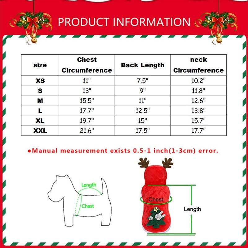 Pet Dog Santa Christmas Sweater Clothes T-Shirt Puppy Cat Pullover Hoodies Costume Animals & Pet Supplies > Pet Supplies > Cat Supplies > Cat Apparel Magicfly