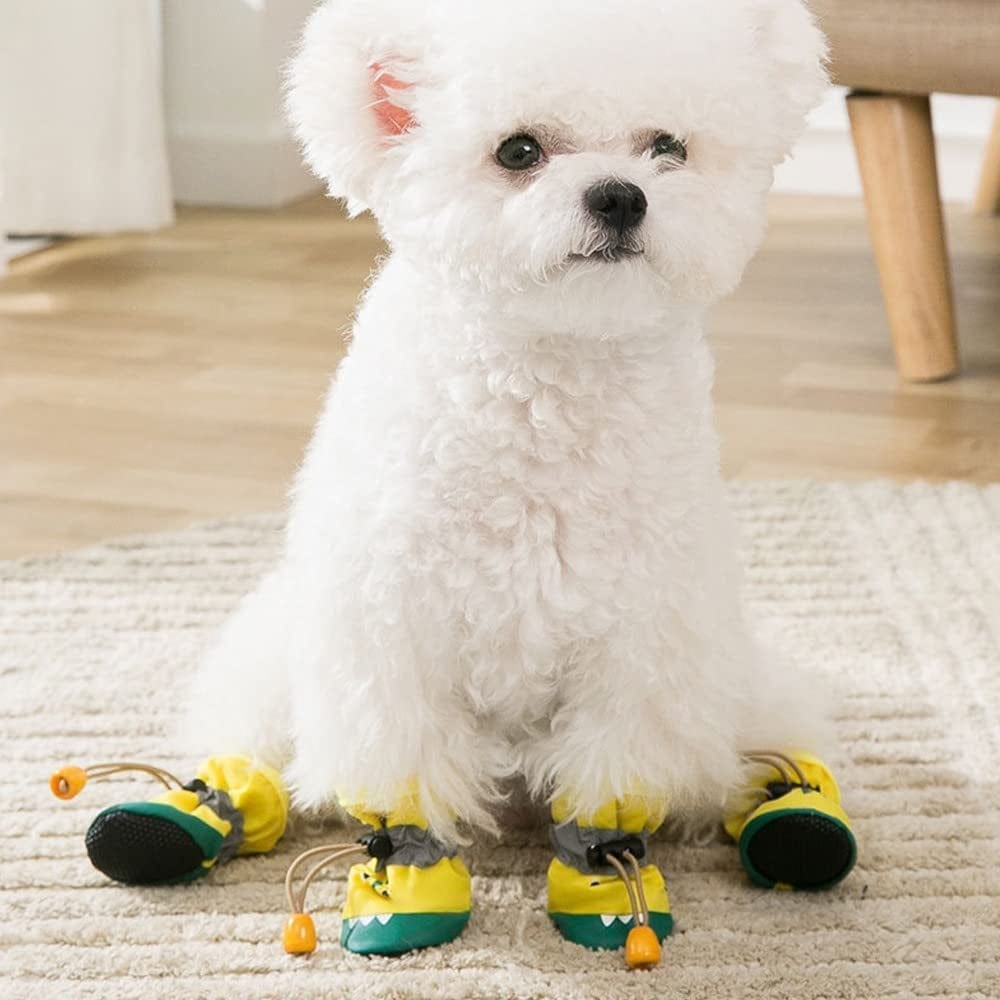 4Pcs Dog Shoes for All Seasons, Pet Boots Non-Slip Paw Protector with Reflective Straps for Small Medium Dogs Indoor & Outdoor Wear Animals & Pet Supplies > Pet Supplies > Dog Supplies > Dog Apparel DONGKER