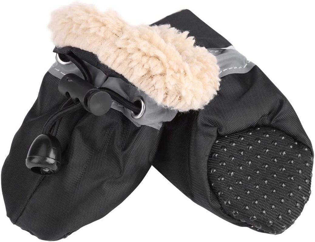 4Pcs Dog Shoes Paw Protectors with Elastic Fastening Band Set Anti-Slip Sole Pet Dog Shoes Boots Waterproof Soft Cotton Padded (Red #3) Animals & Pet Supplies > Pet Supplies > Dog Supplies > Dog Apparel Fdit Black #3