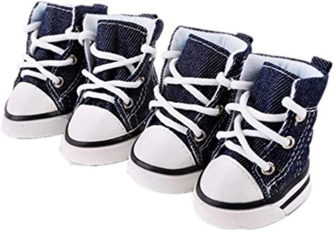 4Pcs Pet Dog Denim Shoes Sport Anti-Slip Boots Puppy Sneaker Footwear for Chihuahua Yorkshire (M) Animals & Pet Supplies > Pet Supplies > Dog Supplies > Dog Apparel Bmart