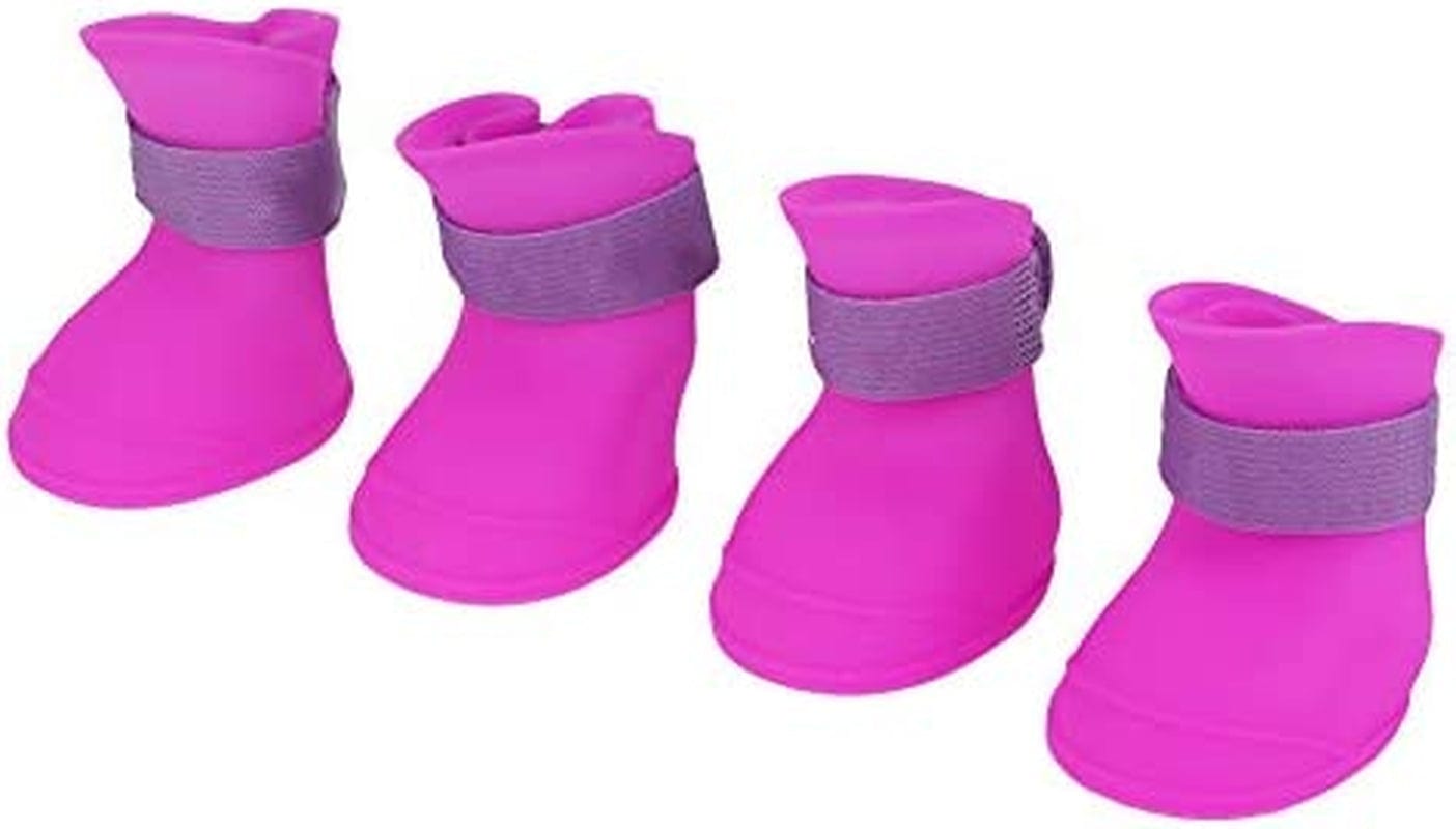 4Pcs Pet Dog Waterproof Boots Indoor Anti-Slip Protective Rain Shoes All Weather Comfortable for Dog Cat Outdoor Foot Protect(M-Black) Animals & Pet Supplies > Pet Supplies > Dog Supplies > Dog Apparel Pssopp Purple L