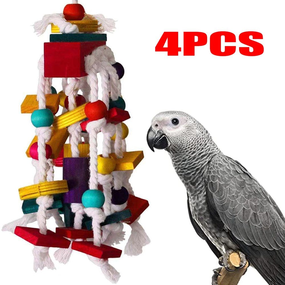 4Piece Parrot Toys Gnawing Toys Macaws African Grey Parrots and Var KOL PET