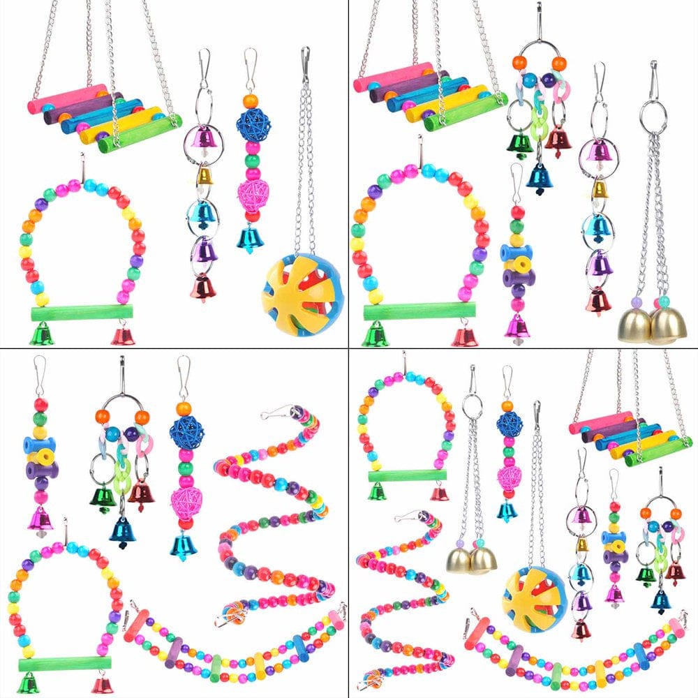 5/6/10 Pieces Bird Toys Parrot Colorful Ladder Swing Hammock Perch Safe Chew Toy Animals & Pet Supplies > Pet Supplies > Bird Supplies > Bird Ladders & Perches Bydezcon