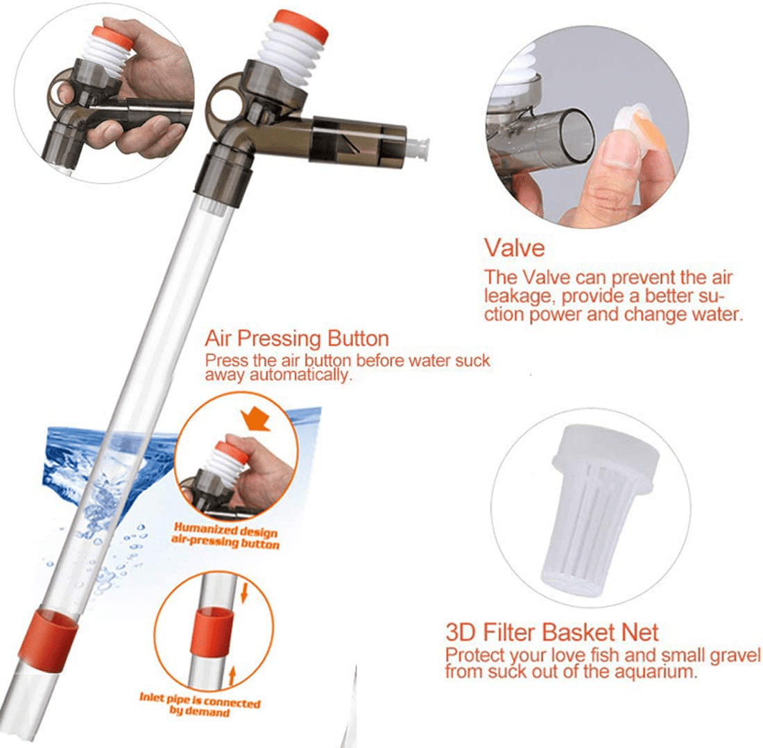 5 In1 Aquarium Gravel Cleaner Water Changer Glass Scraper Fish Tank Sand Wash Pump Kit with Air-Pressing Button and Adjustable Water Flow Controller Clamp for Fish Tank Gravel-Cleaning Animals & Pet Supplies > Pet Supplies > Fish Supplies > Aquarium Cleaning Supplies JackSuper