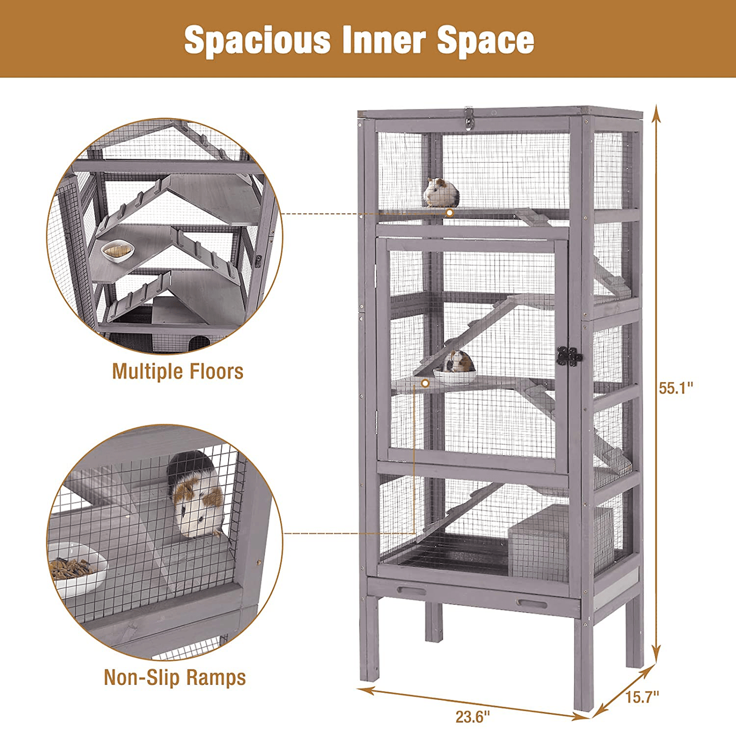 5 Level Critter Cage with Feeder, Small Animal Hamster Cage Hutch for Ferret Bunny Indoor Outdoor Animals & Pet Supplies > Pet Supplies > Small Animal Supplies > Small Animal Habitats & Cages GUTINNEEN