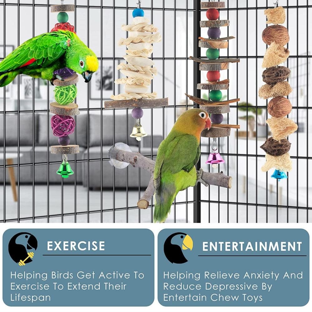 5 Packs Bird Chew Toys, Natural Wood Toys Parrot Hanging Cage Toy Bird Perch Stand for Small Bird Conure Cockatiel Parrotlet Lovebird Budgie Animals & Pet Supplies > Pet Supplies > Bird Supplies > Bird Toys Ugerlov