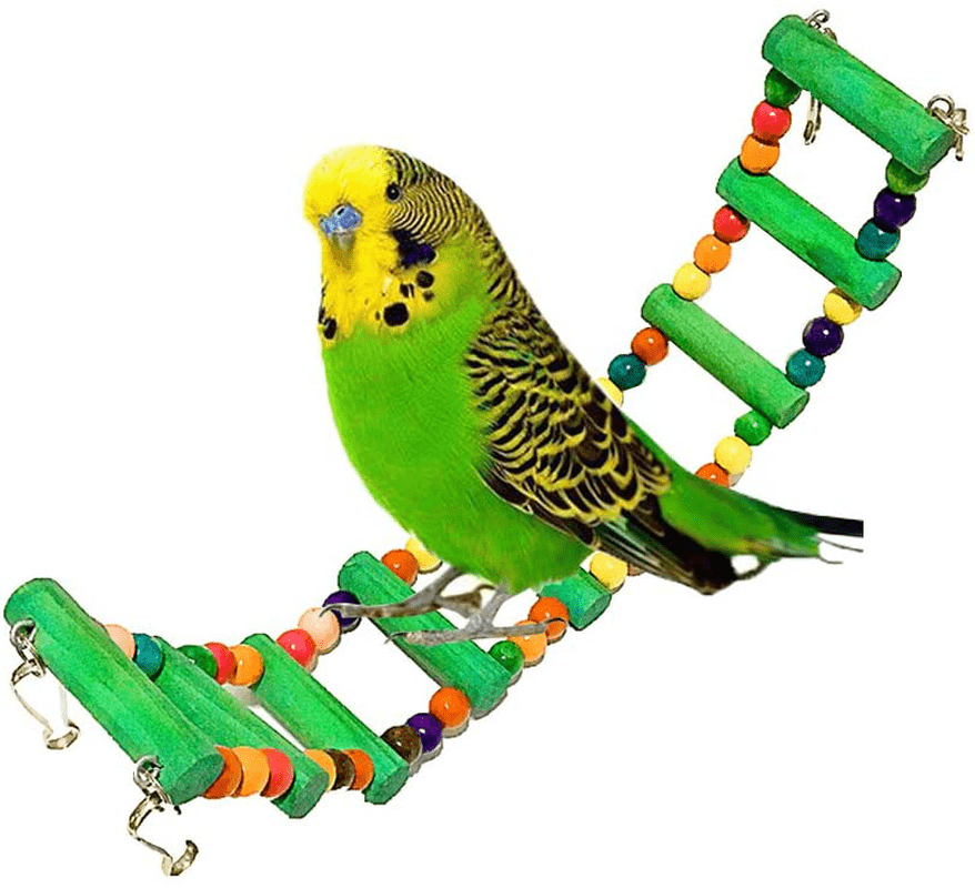 5 Pcs Bird Perches Cage Toys Hanging Bell Swing Chewing Toys Wooden Ladder Hammock for Small and Medium Parrot Birds, Cockatiels, Conures, Macaws, Finches Animals & Pet Supplies > Pet Supplies > Bird Supplies > Bird Ladders & Perches Antcher