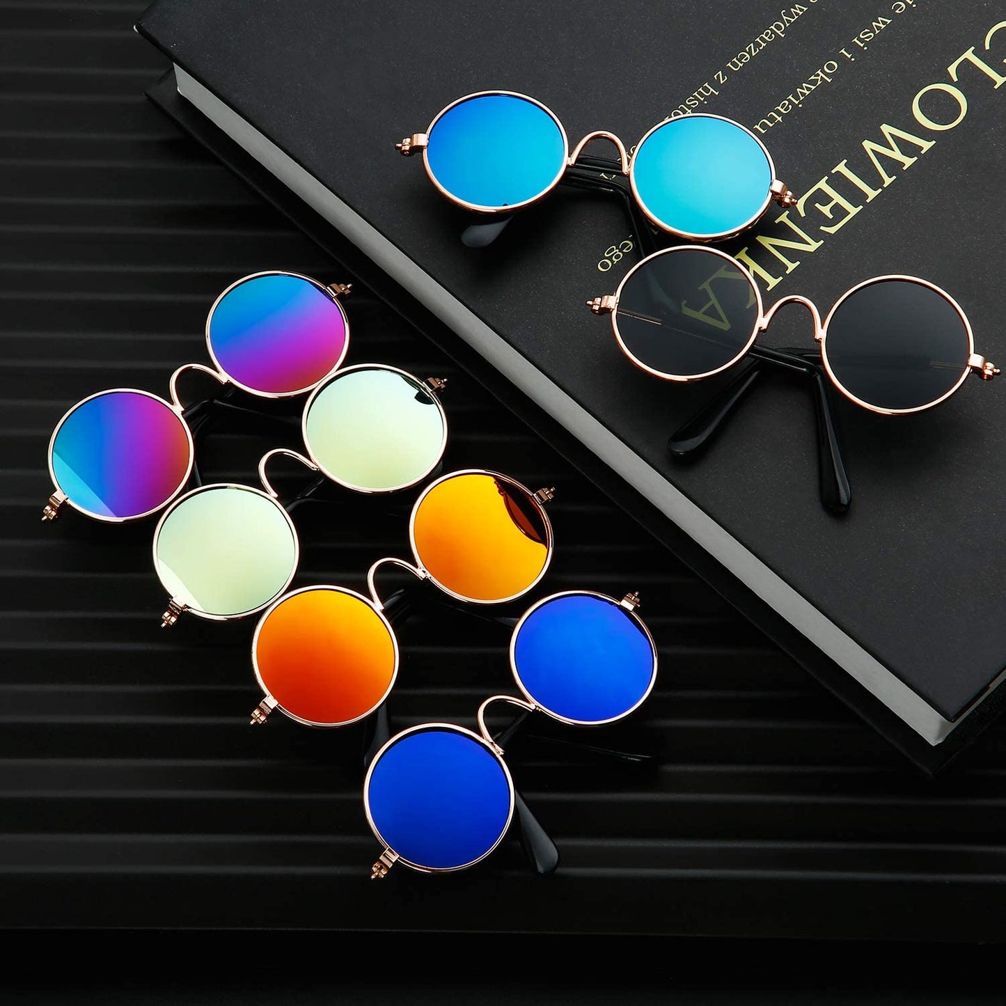 6 Pieces Cat Sunglasses Funny Pet Sunglasses Small Dog Sunglasses Classic Retro Circular Pomeranian Sunglasses Eyewear Photos Props Accessories Cosplay Glasses Animals & Pet Supplies > Pet Supplies > Dog Supplies > Dog Apparel Frienda