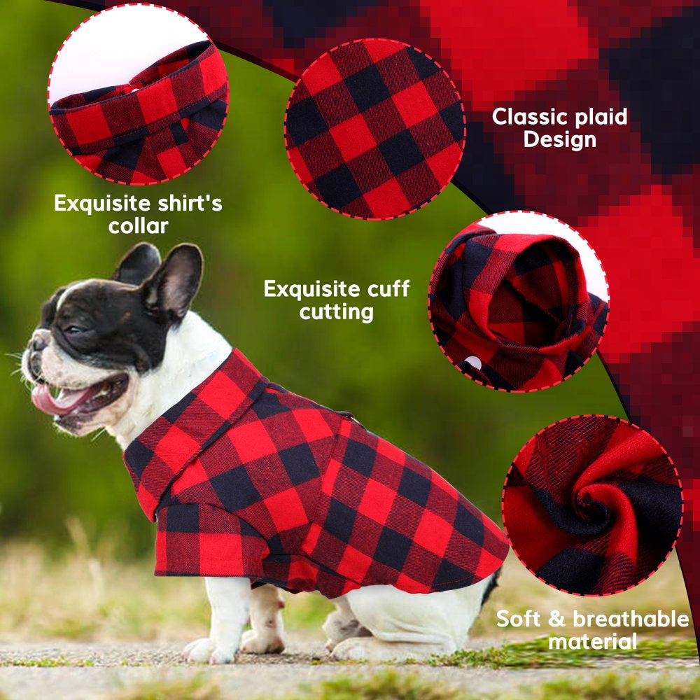 IDOMIK Dog Shirt Pet Plaid Shirts Breathable Pet Puppy T-Shirt Outfit Dog Clothes for Small Medium Dogs Cats Dog Pajamas Spring Summer Adorable Pet Clothes Animals & Pet Supplies > Pet Supplies > Dog Supplies > Dog Apparel IDOMIK