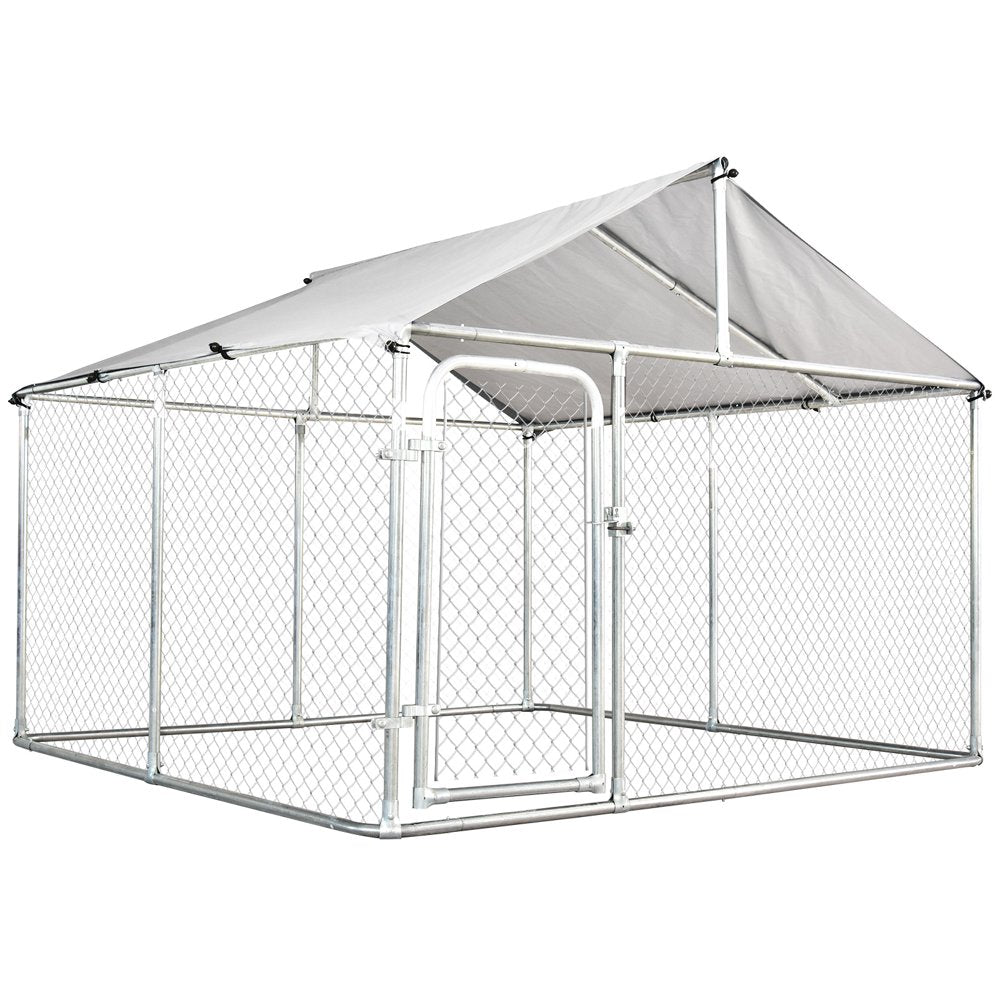 Dcenta 7.5'X7.5'X5.6' Large Outdoor Dog Kennel Galvanized Steel Fence with Oxford Cloth Roof and Lock Animals & Pet Supplies > Pet Supplies > Dog Supplies > Dog Kennels & Runs Dcenta