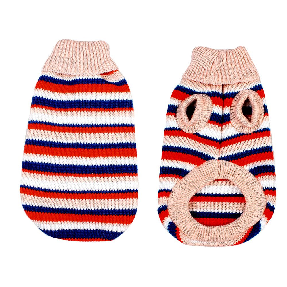 Unique Bargains Turtleneck Striped Hand Knit Dog Sweater Clothing Coat Doggie Apparel XS Animals & Pet Supplies > Pet Supplies > Dog Supplies > Dog Apparel Uique Bargains
