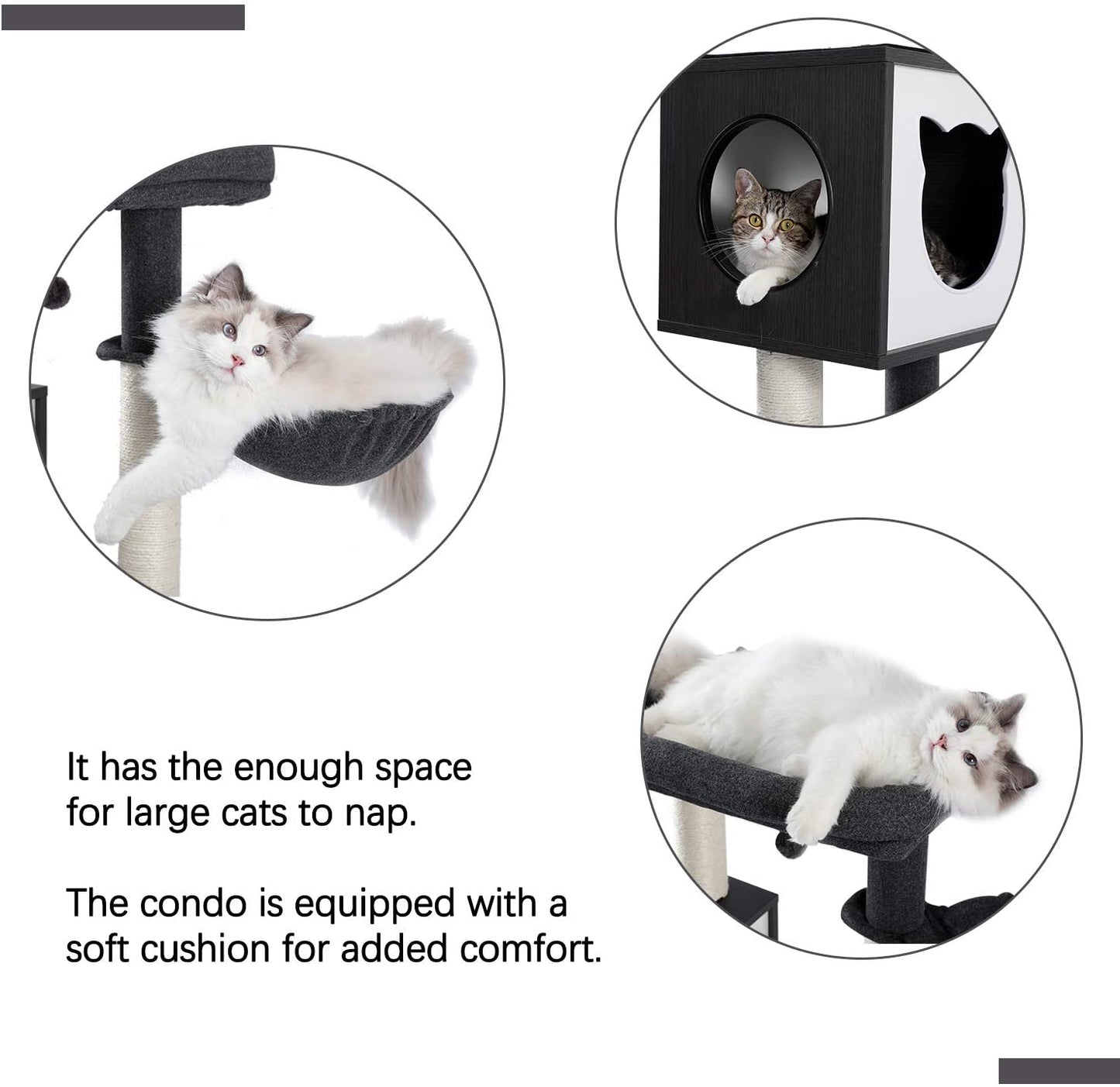 PAWZ Road Wooden Cat Tree Tower Hidden Enclosed Cat Litter Box 59" Black Animals & Pet Supplies > Pet Supplies > Cat Supplies > Cat Furniture PAWZ Road