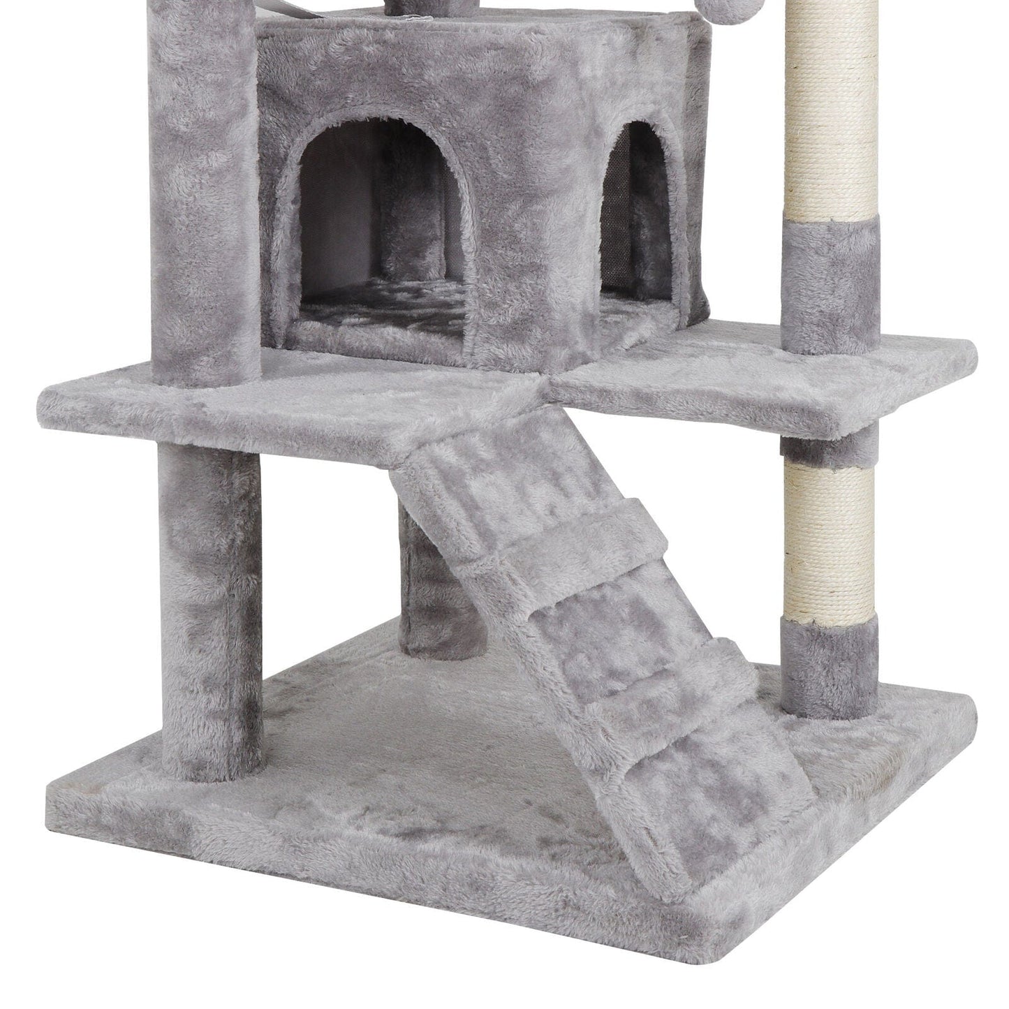 53" Cat Tree Stand House Furniture Kittens Activity Tower with Scratching Posts Light Grey Animals & Pet Supplies > Pet Supplies > Cat Supplies > Cat Furniture Segawe