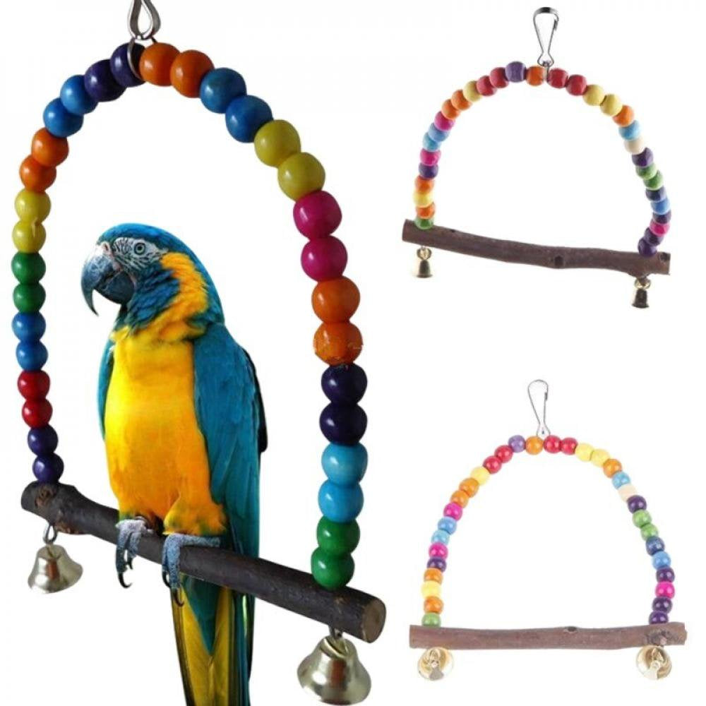 Colorful Parrot Swing Bird Cage Toy Guards Cockatiel Swings 1Pcs Bite Toy Swing Stand Stand Bar Climbing Ladder Color Random Animals & Pet Supplies > Pet Supplies > Bird Supplies > Bird Toys Truelife