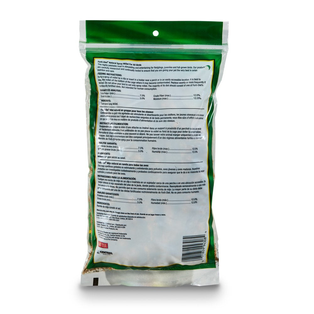Kaytee Forti-Diet Spray Millet, 7 Oz, Treat for Pet Birds Animals & Pet Supplies > Pet Supplies > Bird Supplies > Bird Treats Central Garden and Pet