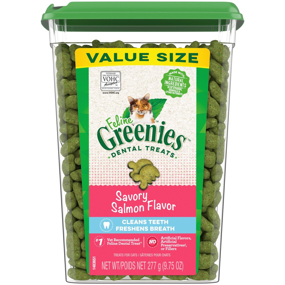 Greenies Savory Salmon Flavor Dental Crunchy Treat for Cat, 4.6 Oz. Animals & Pet Supplies > Pet Supplies > Cat Supplies > Cat Treats Mars Petcare 9.75 oz