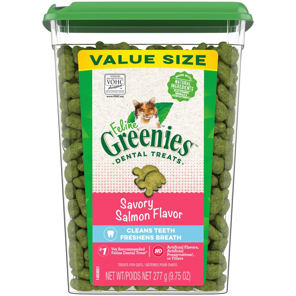 Greenies Savory Salmon Flavor Dental Crunchy Treat for Cat, 4.6 Oz. Animals & Pet Supplies > Pet Supplies > Cat Supplies > Cat Treats Mars Petcare 9.75 oz  