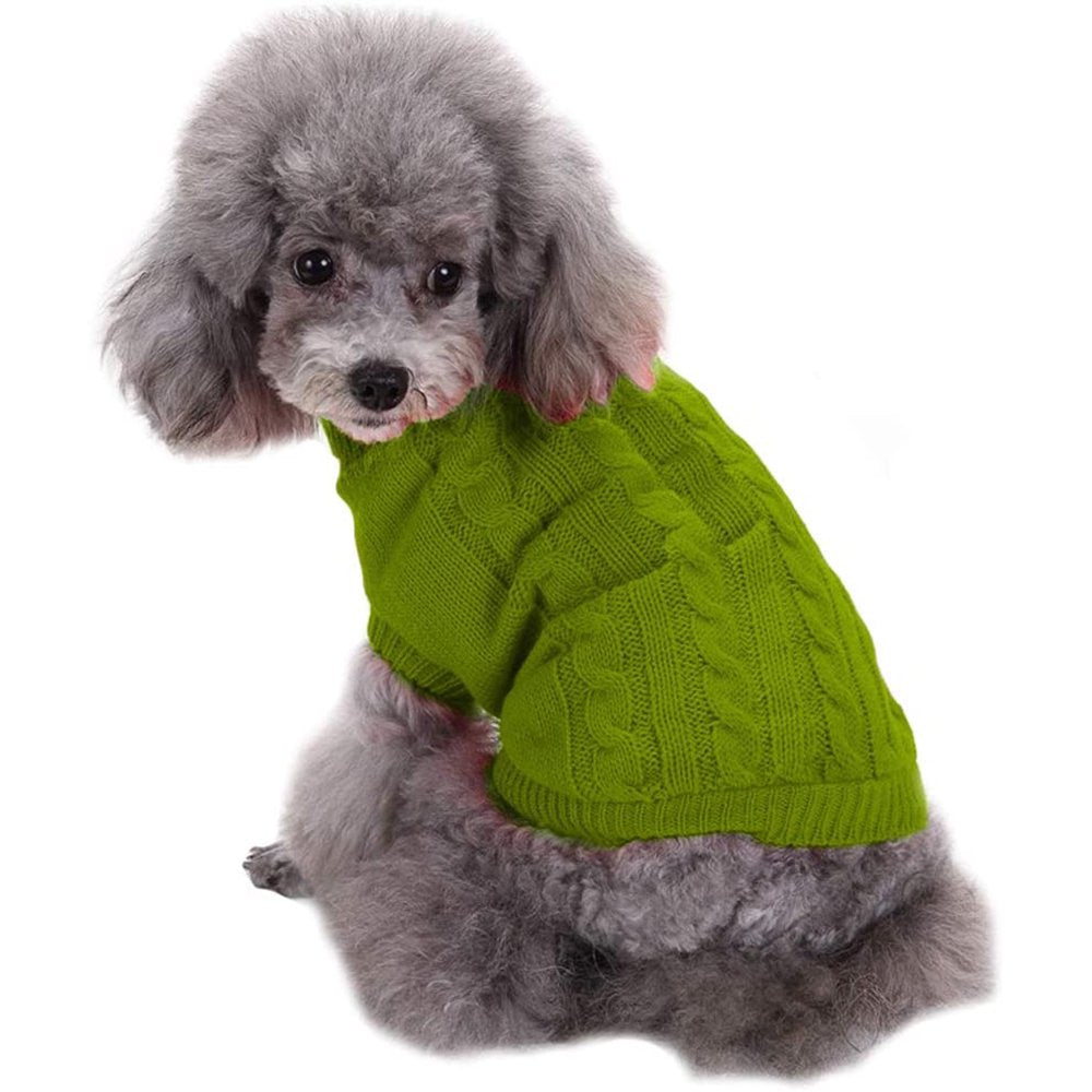 Jecikelon Small Dog Sweaters Knitted Pet Cat Sweater Warm Dog Sweatshirt Dog Winter Clothes Kitten Puppy Sweater (Purple, Large) Animals & Pet Supplies > Pet Supplies > Dog Supplies > Dog Apparel Jecikelon L light Green