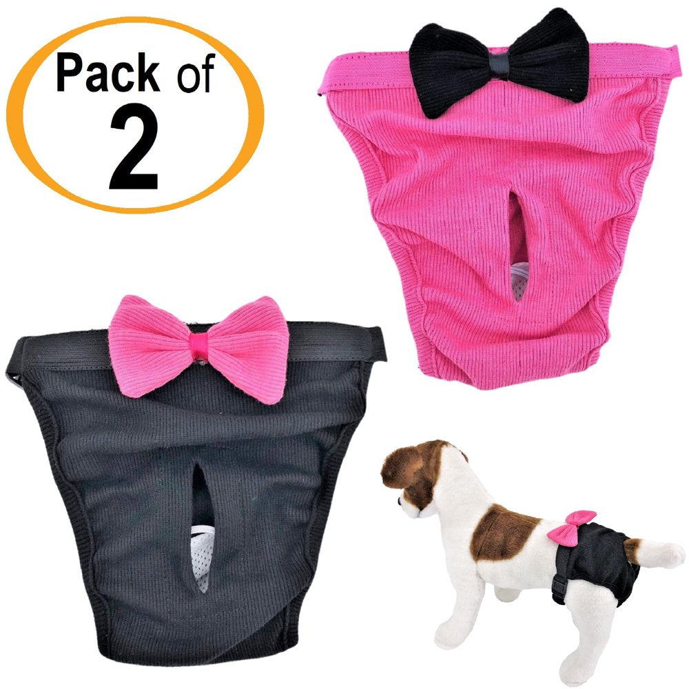 PACK - 2 Dog Diapers for Female Girl Cats SMALL and LARGE Pet 100% Cotton Animals & Pet Supplies > Pet Supplies > Dog Supplies > Dog Diaper Pads & Liners FunnyDogClothes M/L: waist 13" - 22"