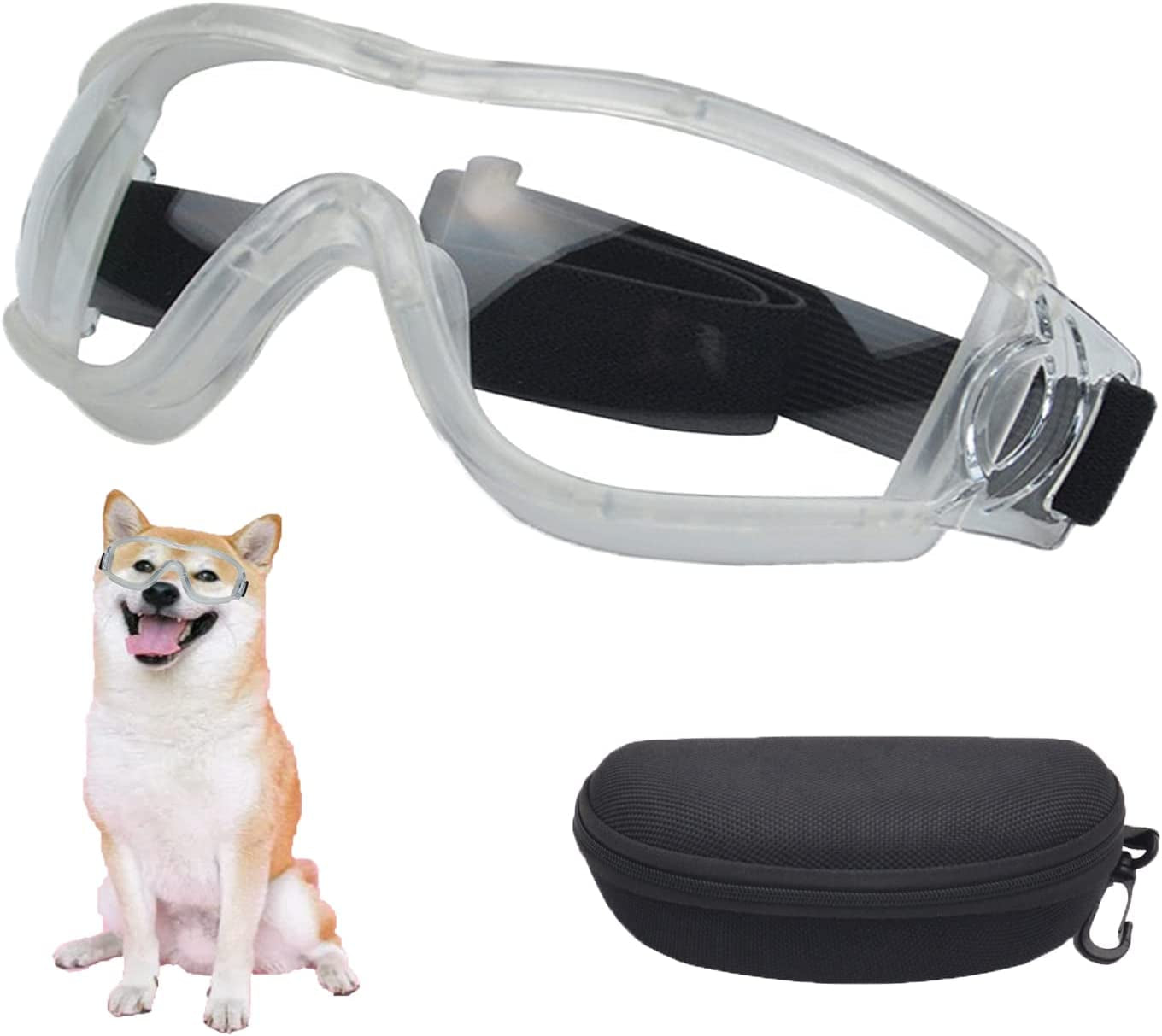 Mitubati Dog Sunglasses Pet Goggles for Medium Large UV Protection Wind Protection Dust Protection Adjustable Strap Dog Glasses Suitable for Snow Beach Motorcycle Animals & Pet Supplies > Pet Supplies > Dog Supplies > Dog Apparel Mitubati White frame clear lens