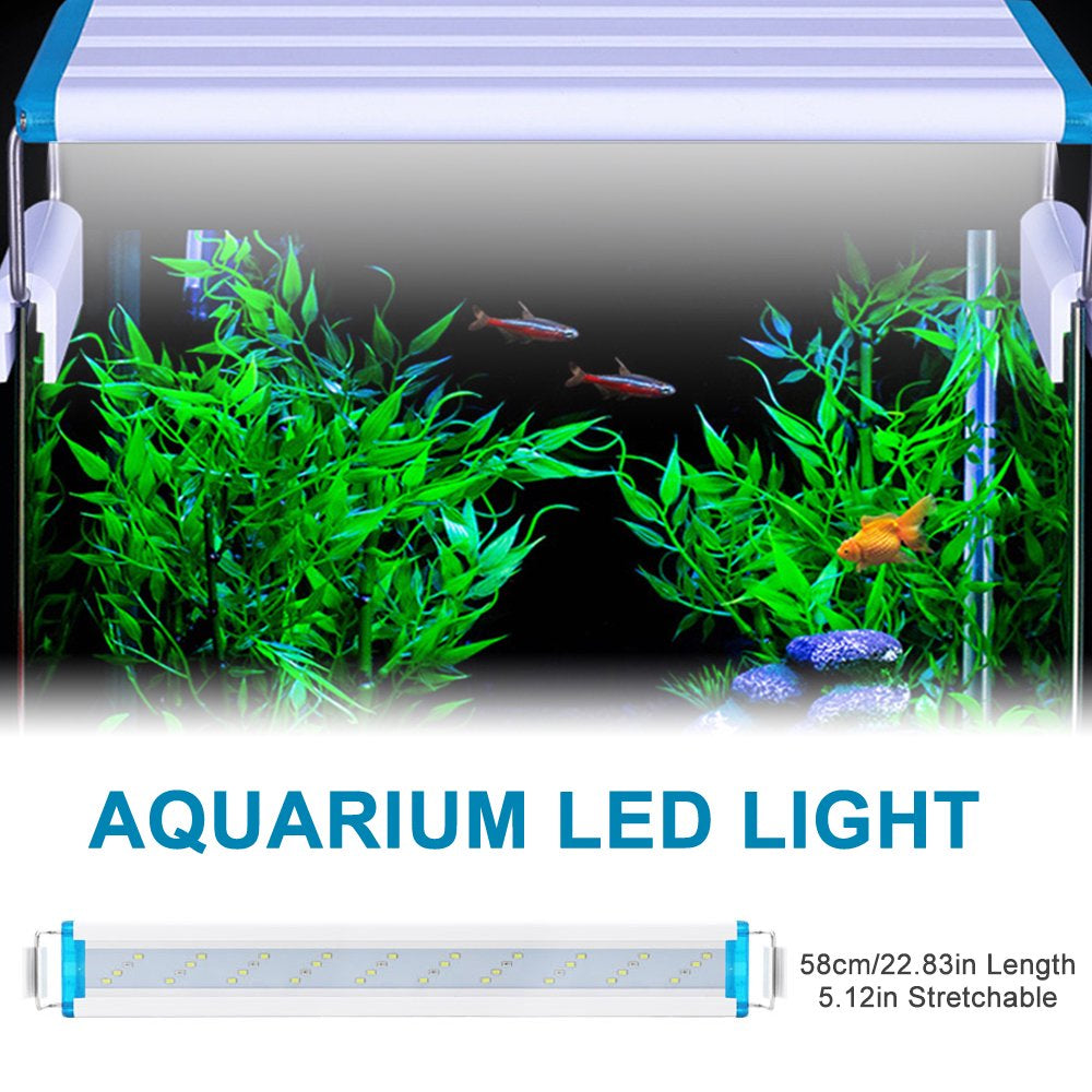Aquarium LED Light 38Cm/14.96In Fish Tank Light 5.12In Extendable Brackets White Blue Leds for Freshwater Planted Tanks Animals & Pet Supplies > Pet Supplies > Fish Supplies > Aquarium Lighting Lixada US Plug XXL White
