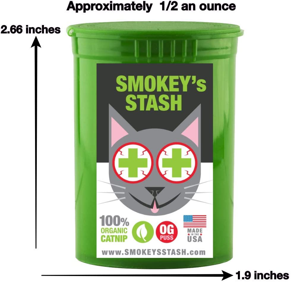 Smokey'S Stash Organic Catnip OG Puss Potent Cat Nip for Cats Small Pop Top Animals & Pet Supplies > Pet Supplies > Cat Supplies > Cat Treats Smokey's Stash