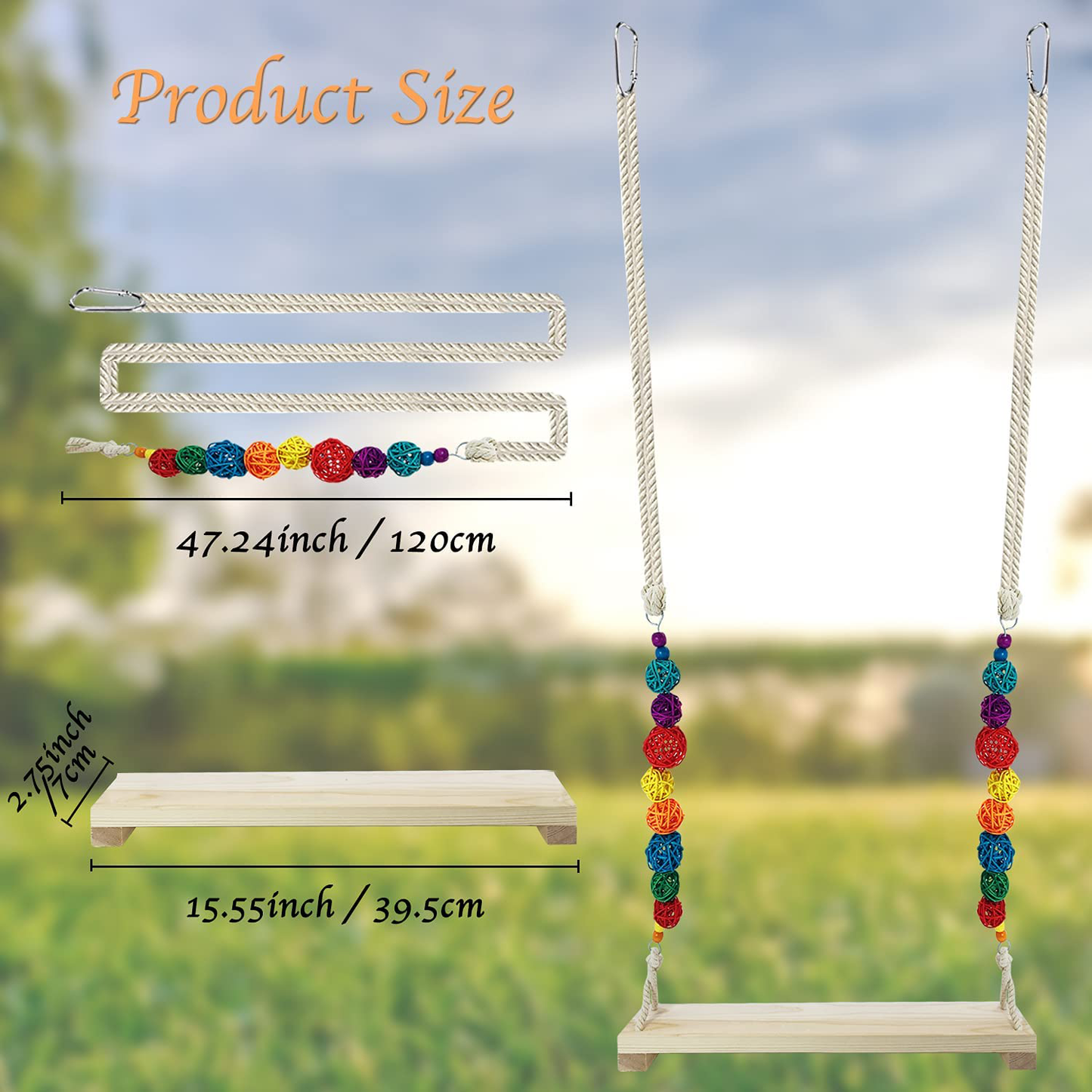 Chicken Swing,Chicken Perch,Wood Stand for Chick,Ladder Toys for Bird,Handmade Coop Swing for Chicken Bird,Parrot,Hens,Small Parakeets,Cockatiels,Macaws,Large Pet, Safe and Relief of Stress Animals & Pet Supplies > Pet Supplies > Bird Supplies > Bird Ladders & Perches Sufford