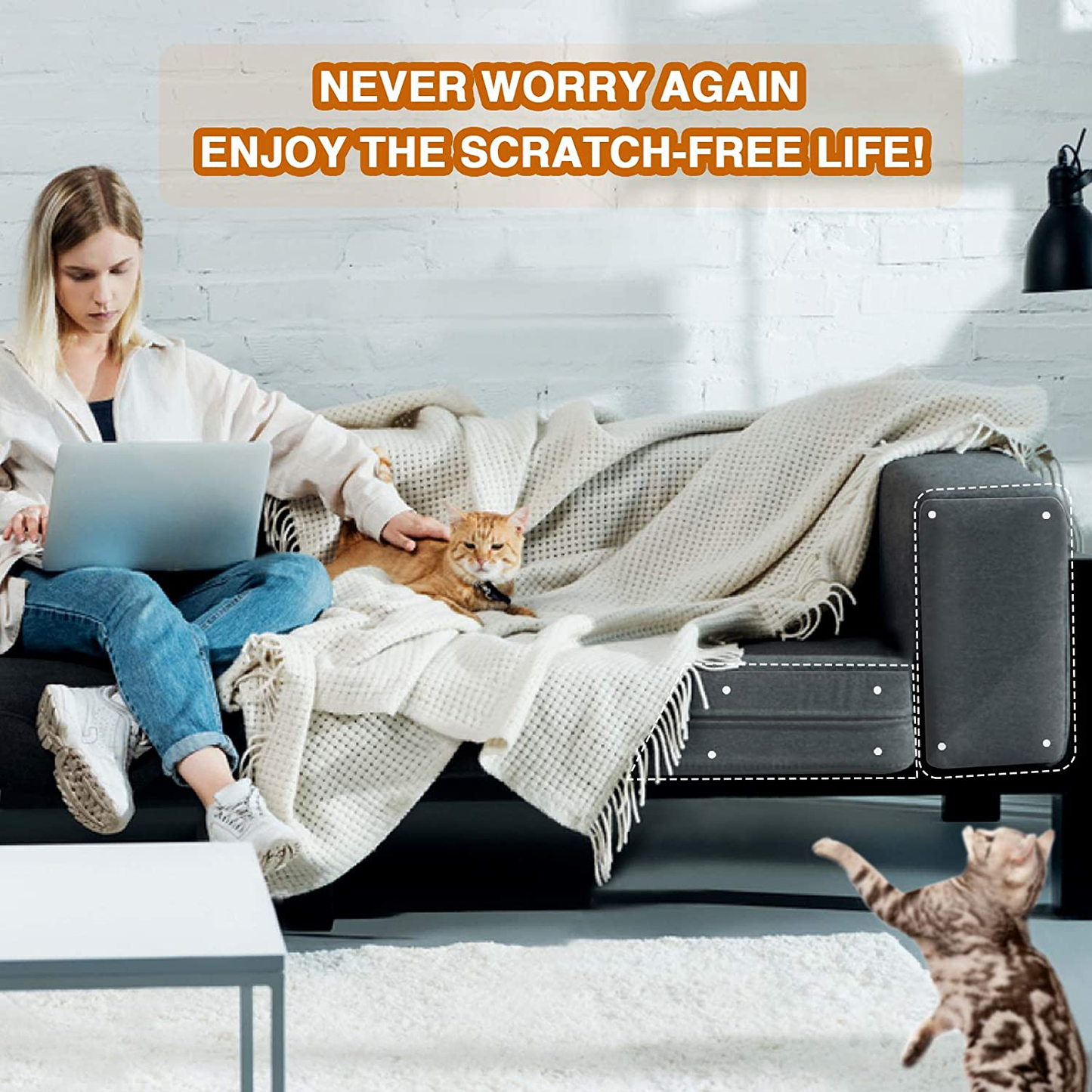 Axgo Cat Couch Protector, 8 Pack 17.8 X 12 Inch Self-Adhesive Cat Scratch Furniture Protector with 48 Twist Pins, Furniture Protection from Cat Scratching Cover to Protect Sofa, Door, Wall and Seat Animals & Pet Supplies > Pet Supplies > Cat Supplies > Cat Furniture Axgo