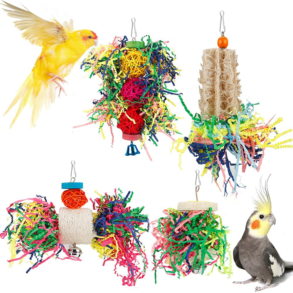 Lovyococo Bird Toys Bird Shredding Foraging Toys Parakeet Toy Chewing Hanging Toy Bird Shredded Paper Bird Cage Accessories Bird Rope Perch for Conure Cockatiel Budgies Lovebird Parrotlet Animals & Pet Supplies > Pet Supplies > Bird Supplies > Bird Cage Accessories lovyoCoCo Without Rope Perch