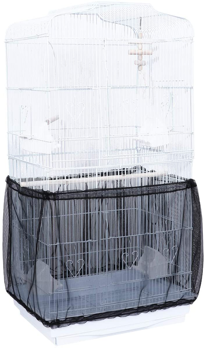 POPETPOP Bird Cage Cover Seed Catcher Birdcage Nylon Mesh Net Cover Skirt Guard (Black) Animals & Pet Supplies > Pet Supplies > Bird Supplies > Bird Cage Accessories POPETPOP