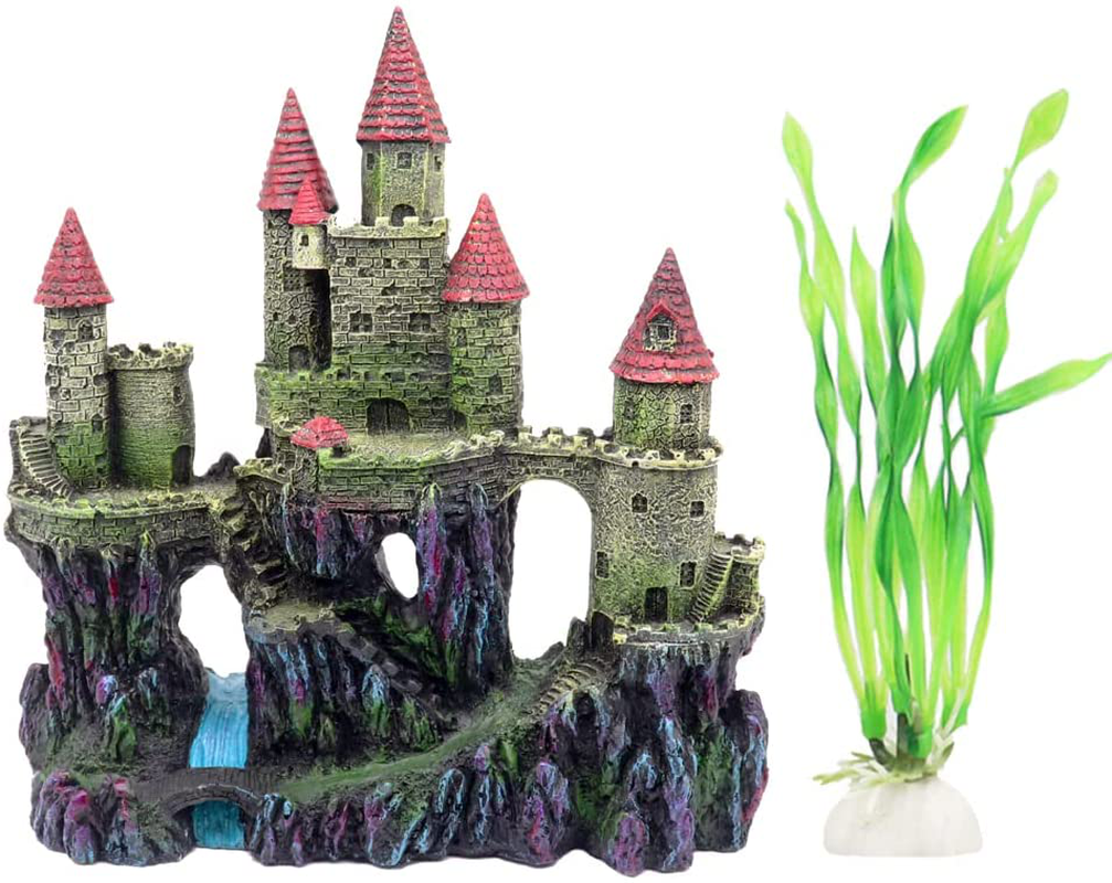 Ulifery Castle Aquarium Decoration Glow Fish Tank Ornaments Large for Betta Hideout Animals & Pet Supplies > Pet Supplies > Fish Supplies > Aquarium Decor Ulifery Dark