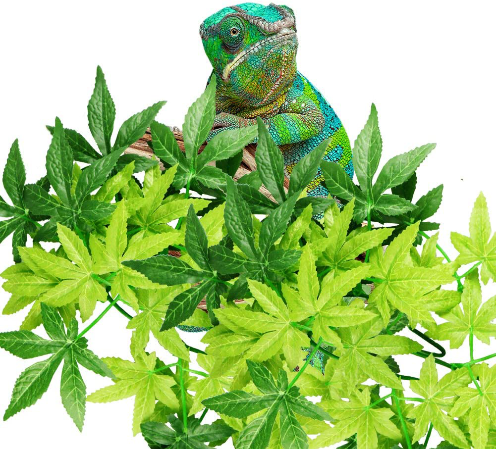 NANEEZOO 2 Pack Reptile Plants - Plastic Hanging Silk Terrarium Plants with Suction Cup for Bearded Dragons, Lizards, Geckos, Snake, Hermit Crab Reptile Tank Habitat Decorations, 12 Inches Animals & Pet Supplies > Pet Supplies > Reptile & Amphibian Supplies > Reptile & Amphibian Habitats NANEEZOO