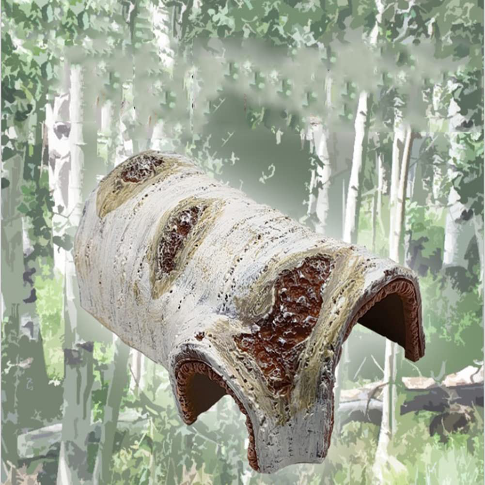 Aufeeky Birch Tree Bark Trunk Habitats Décor Reptile Hides and Caves Pet Hideout Reptile & Amphibian Habitat Hideout Terrarium Décor Accessories for Lizard Geckos Snake Spiders Frogs Turtle Animals & Pet Supplies > Pet Supplies > Reptile & Amphibian Supplies > Reptile & Amphibian Habitats Aufeeky