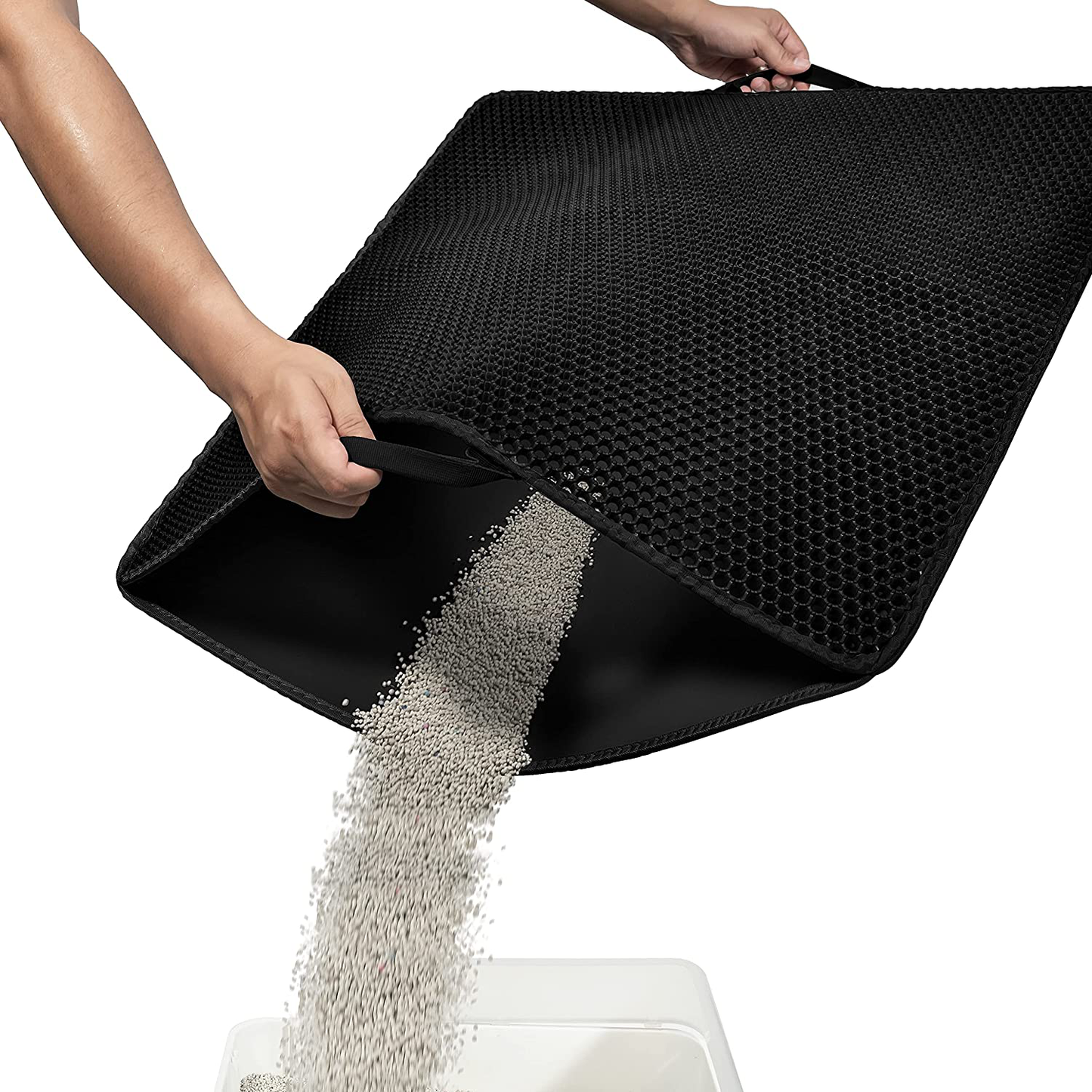 Conlun Cat Litter Mat Kitty Litter Trapping Mat Honeycomb Double Layer, Urine Waterproof, Easier to Clean, Litter Box Mat Scatter Control, Less Waste, Soft on Paws, Non-Slip, 4 Sizes Animals & Pet Supplies > Pet Supplies > Cat Supplies > Cat Litter Box Mats Conlun Black Large (31" x 26")