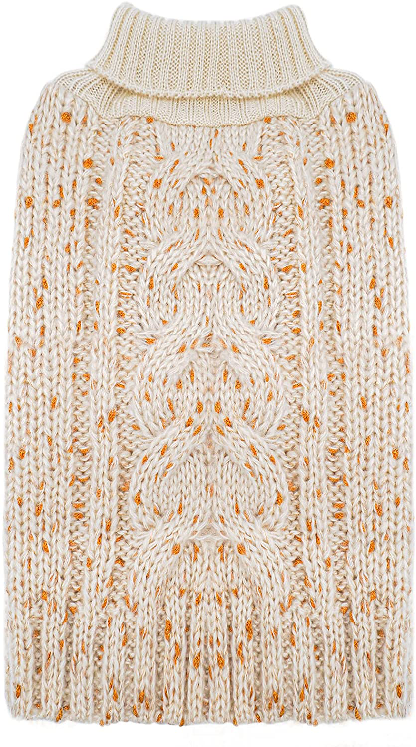 KYEESE Dog Sweaters Turtleneck Dog Pullover Sweater Knitwear with Golden Yarn Warm Pet Sweater for Fall Winter Animals & Pet Supplies > Pet Supplies > Dog Supplies > Dog Apparel KYEESE Beige X-Small