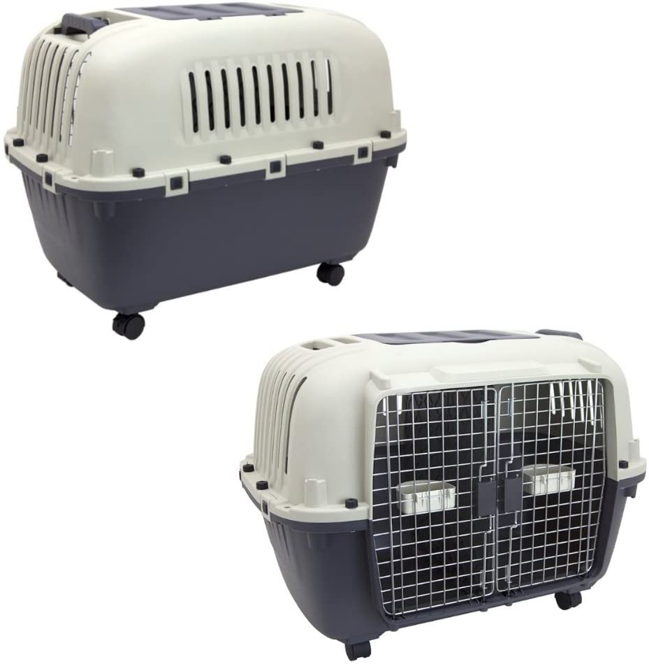 Sportpet Designs Large Double Wire Door Plastic Kennel and Feeding Kit, Dog Bowls, Feeding Bowls Animals & Pet Supplies > Pet Supplies > Dog Supplies > Dog Kennels & Runs SPORT PET