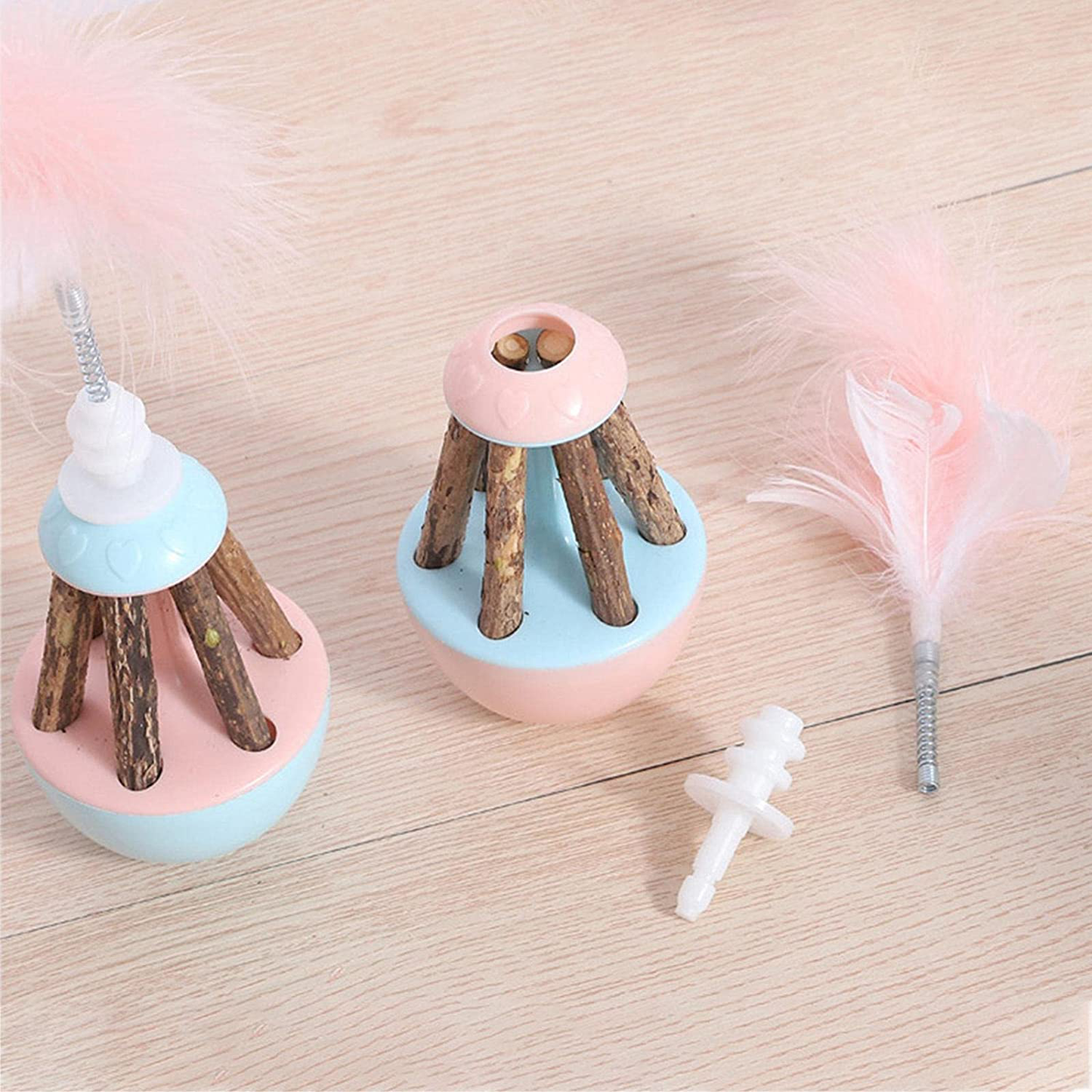 Interactive Cat Toys for Indoor Cats, Tumbler Cat Feather Toys Cat Ball Toy Kitten Play Chase 2 Pcs Set with Cat Catnip Animals & Pet Supplies > Pet Supplies > Cat Supplies > Cat Toys Casdseci