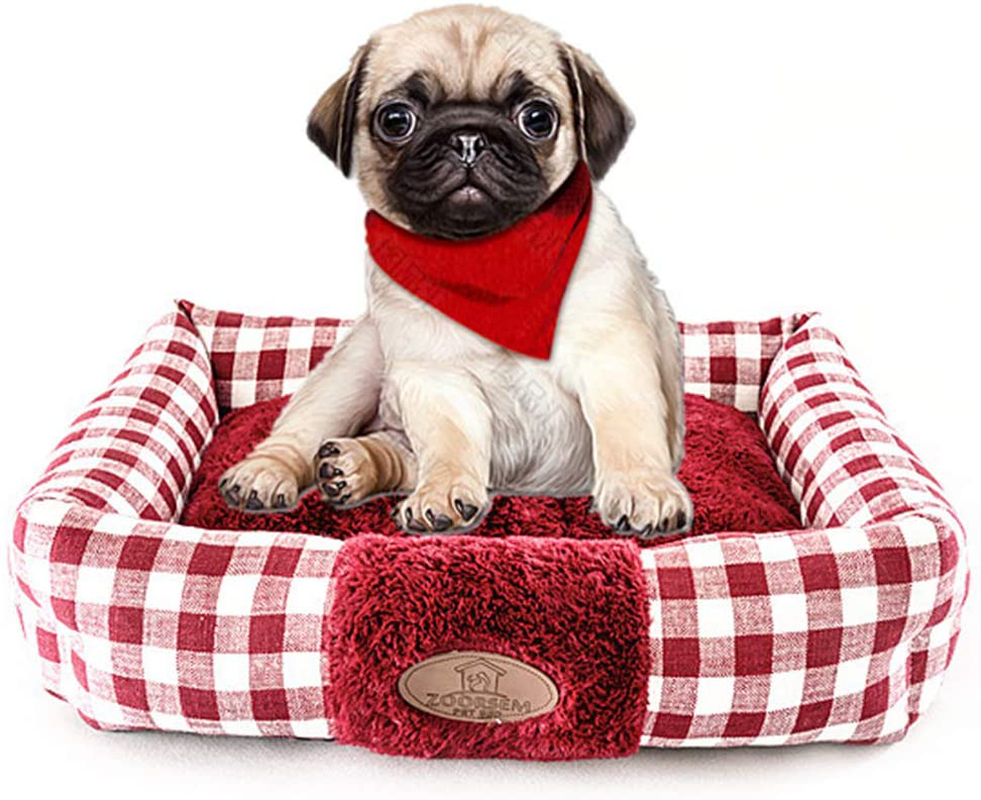 Decdeal Large Cat Beds for Indoor Cats, Plush Soft Pet Bed, Indoor Cat Beds & Dog Beds, Rectangle Cushion Bed Pet Supplies, Machine Washable, Slip-Resistant Bottom Animals & Pet Supplies > Pet Supplies > Dog Supplies > Dog Beds Decdeal Red 20"x16"x6"