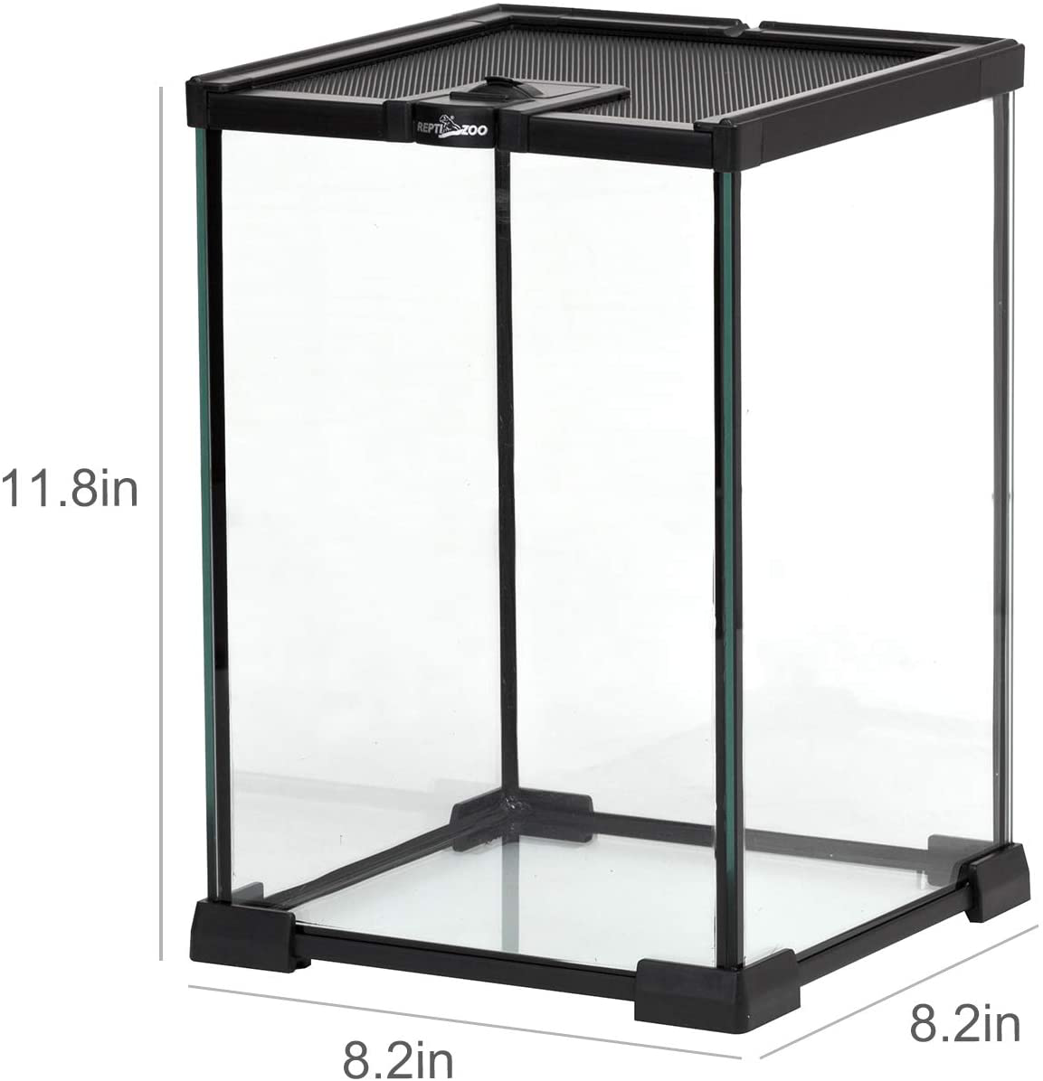 REPTIZOO Mini Reptile Glass Terrarium Tank 8" X 8" X 12" Full View Visually Appealing Top Feeding & Venlitation Small Reptile Glass Habitat Animals & Pet Supplies > Pet Supplies > Small Animal Supplies > Small Animal Habitat Accessories REPTIZOO