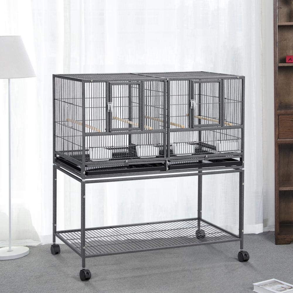 Topeakmart Divided Breeder Parakeet Canary Lovebird Finch Budgie Bird Cages W/Rolling Stand Animals & Pet Supplies > Pet Supplies > Bird Supplies > Bird Cages & Stands Topeakmart