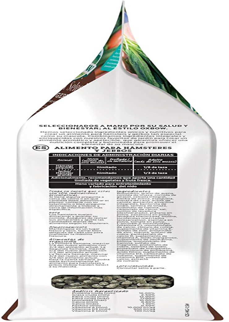 Oxbow Animal Health Garden Select Hamster and Gerbil Food, Garden-Inspired Recipe for Hamsters and Gerbils, Non-Gmo, Made in the USA, 1.5 Pound Bag Animals & Pet Supplies > Pet Supplies > Small Animal Supplies > Small Animal Food Oxbow