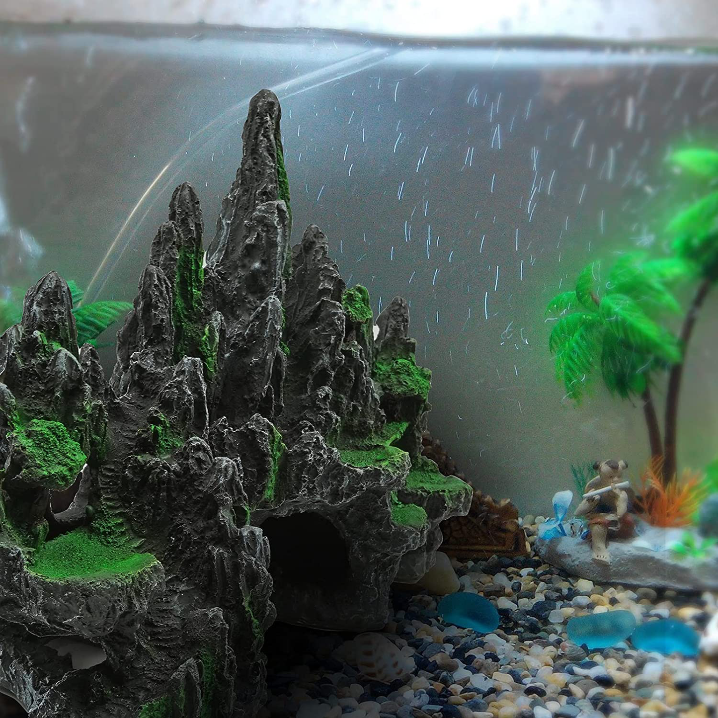 MINYULUA Large Fish Tank Decorations, Resin Mountain View Aquarium Ornament Tree House Cave, Landscape Rock Cave Stone for Fish Tank Aquarium Terrarium Decor Animals & Pet Supplies > Pet Supplies > Fish Supplies > Aquarium Decor MINYULUA
