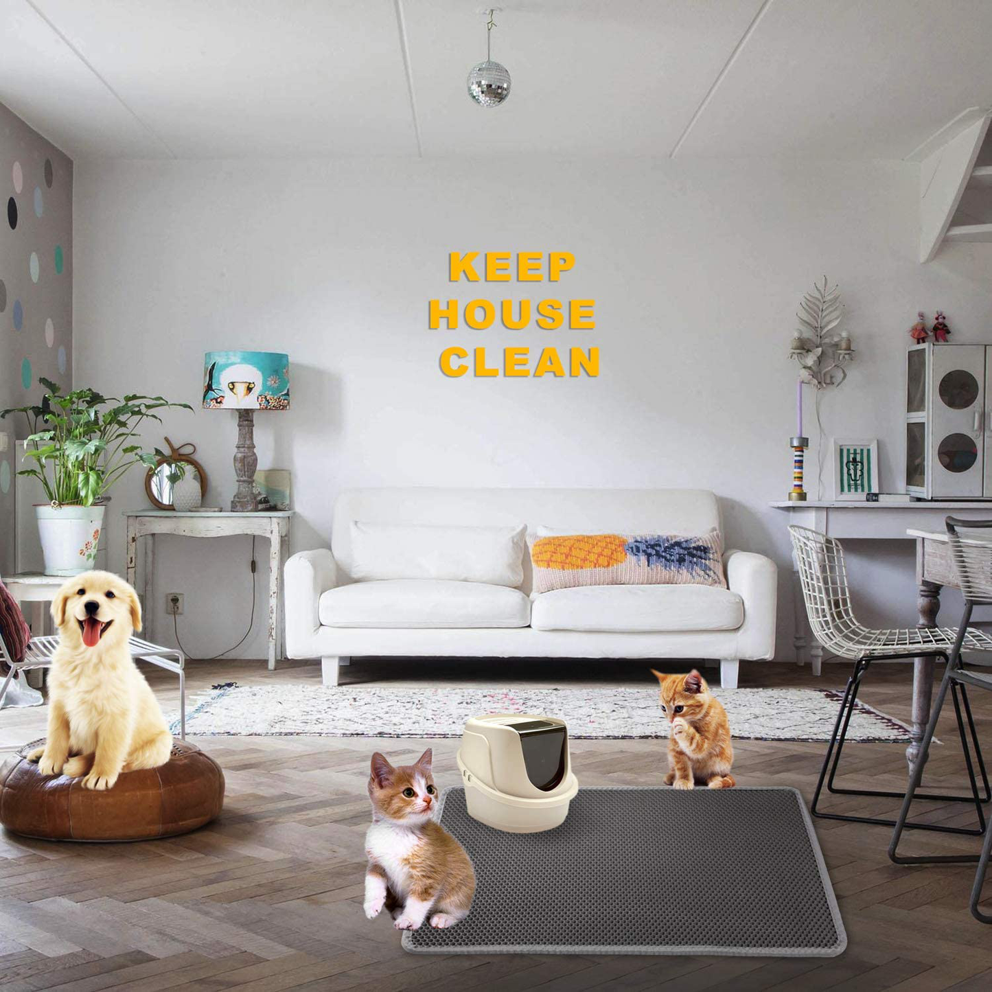 Letoo Cat Litter Mat Trapping for Litter Box, No-Toxic & Super Size, Urine & Waterproof, Honeycomb Double Layer anti Tracking Kitty Mats, No Phthalate, Washable Easy Clean Animals & Pet Supplies > Pet Supplies > Cat Supplies > Cat Litter Box Mats LeToo