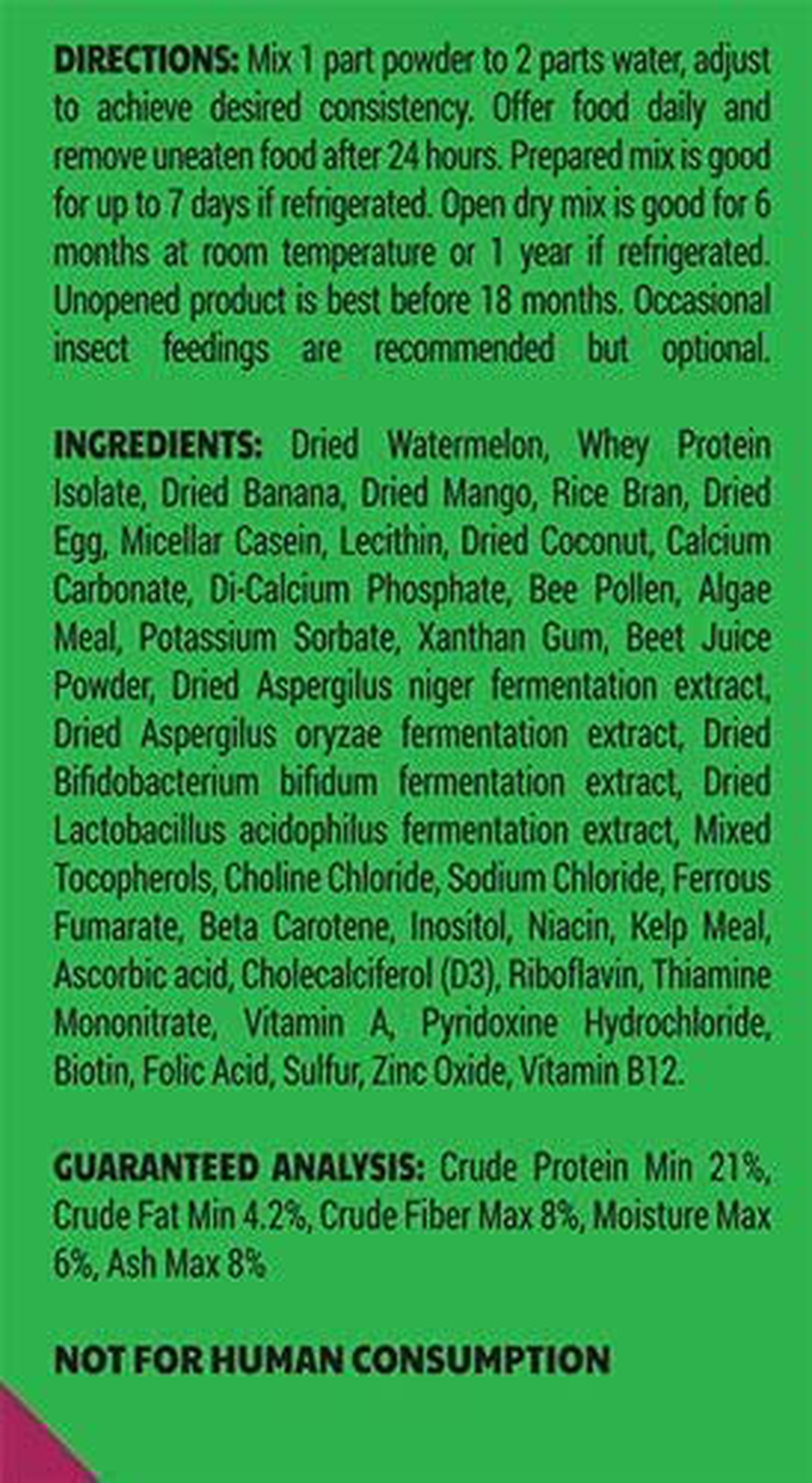 Pangea Fruit Mix Watermelon Complete Gecko Diet 2 Oz, Green Animals & Pet Supplies > Pet Supplies > Reptile & Amphibian Supplies > Reptile & Amphibian Food Pangea