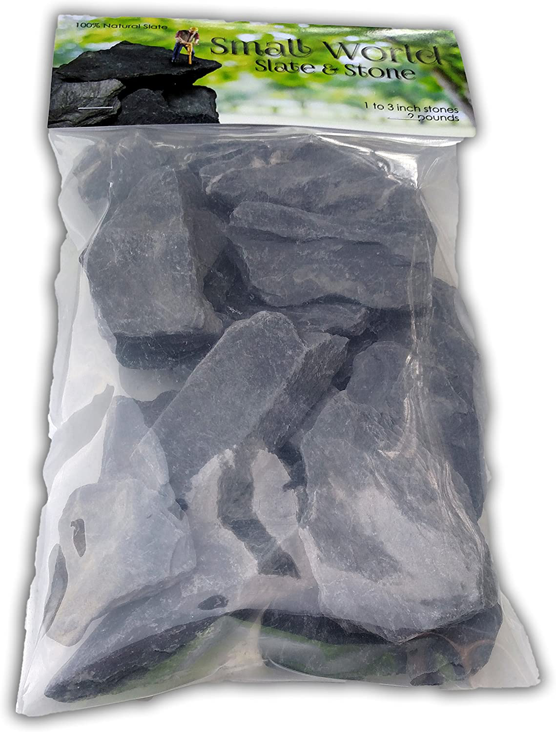 Natural Slate Stone -1 to 3 Inch Rocks for Miniature or Fairy Garden, Aquarium, Model Railroad & Wargaming (2) Animals & Pet Supplies > Pet Supplies > Fish Supplies > Aquarium Decor Small World Slate & Stone