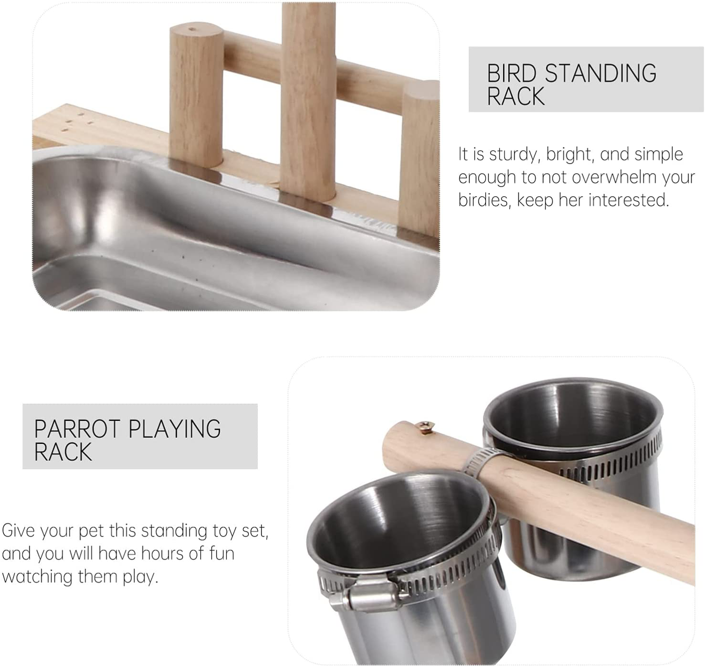 Balacoo Parrot Playstand Bird Play Stand Cockatiel Playground Wood Perch Gym Bird Toys Wooden Ladder with Feeder Cups Toys Exercise Play Forparakeet Lovebird Canary Budgie Macaw Cockatoo Animals & Pet Supplies > Pet Supplies > Bird Supplies > Bird Gyms & Playstands balacoo