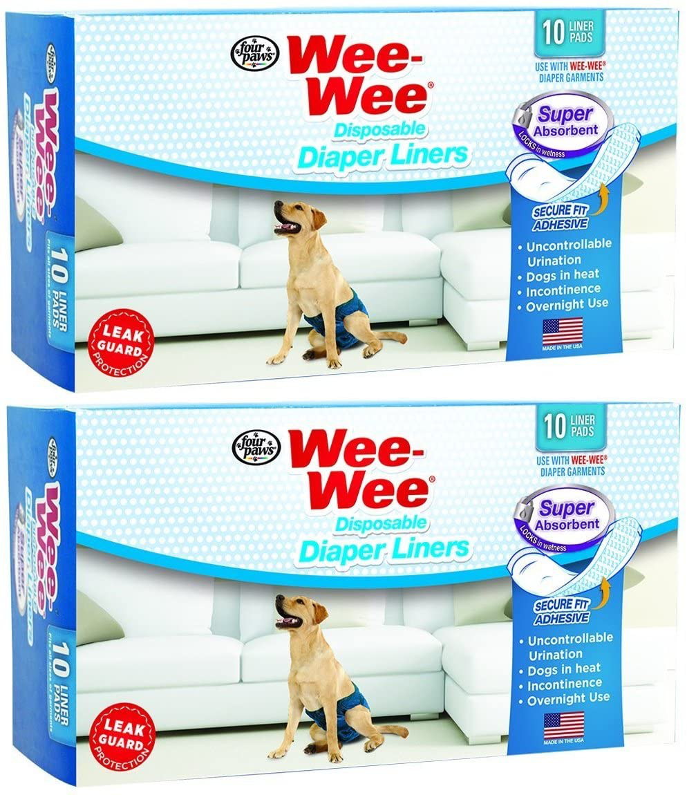 Four Paws Wee-Wee Products Disposable Dog Diaper Super Absorbent Liners, 10 per Pack, 2.75 Inch X 8.25 Inch X 4.5 Inch Animals & Pet Supplies > Pet Supplies > Dog Supplies > Dog Diaper Pads & Liners Four Paws