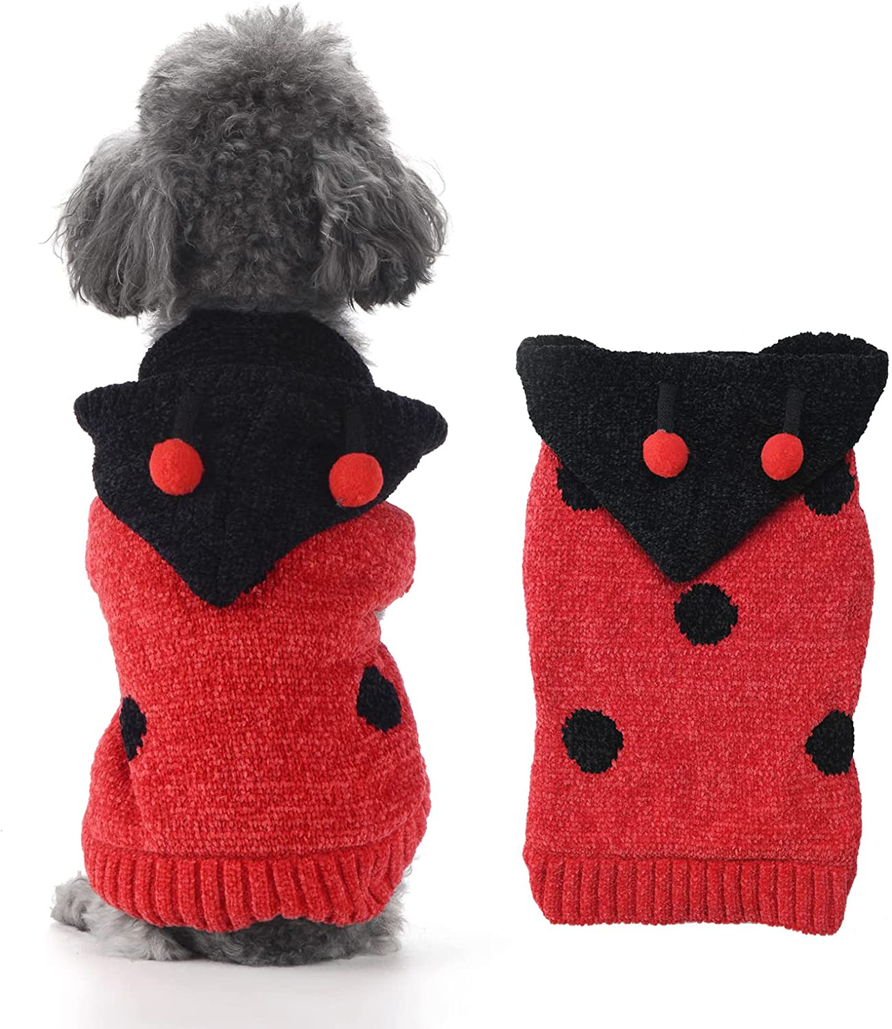 TENGZHI Dog Sweater Xsmall Pet Costume Soft Thick Knit Puppy Sweater Vest Dachshund Clothes Cat Apparel for Small Medium and Large Dogs Cats Animals & Pet Supplies > Pet Supplies > Cat Supplies > Cat Apparel TENGZHI Red Ladybug Large
